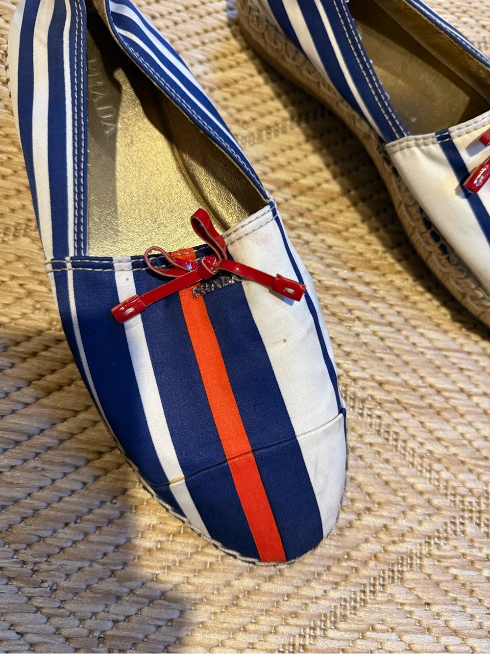 Vintage Size 40 Prada Canvas Nautical Patriotic Maritime Espadrilles - Picture 3 of 12